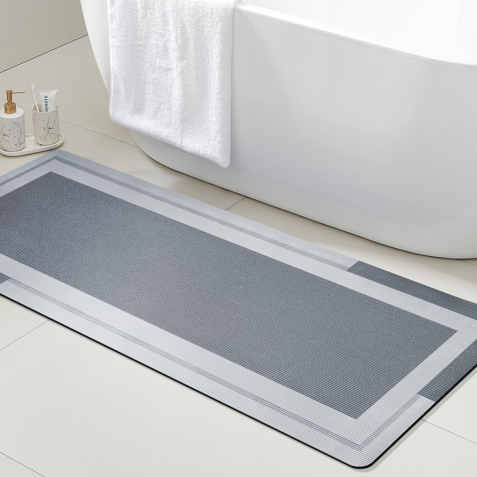 Bamboo Bath Mat - Vikama tapete de banheiro com suporte