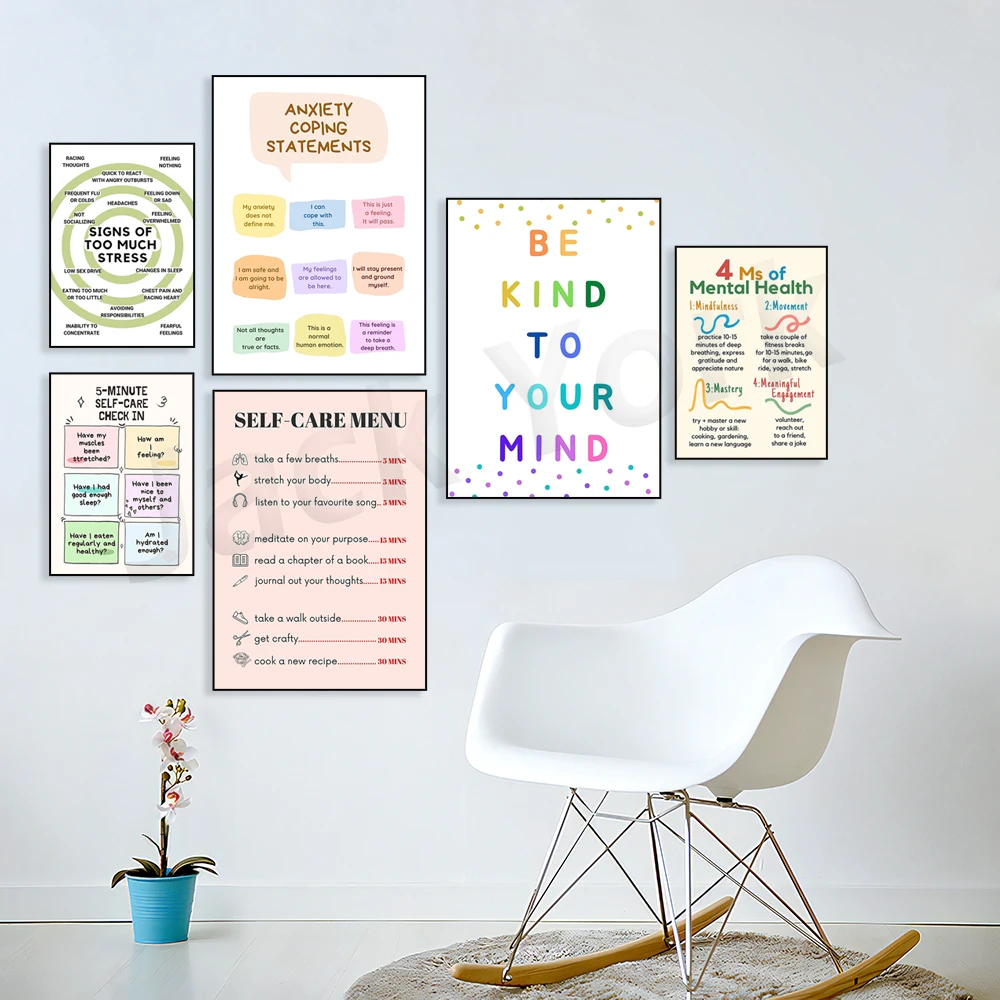 Self Care Check In Poster, Men - Therapy Health And Wellness avaliação e preço