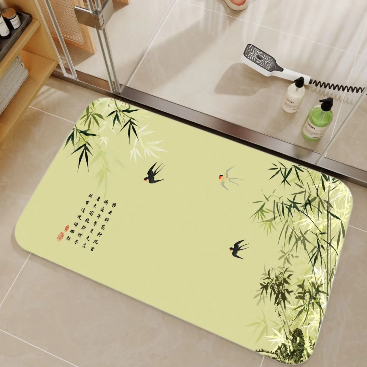 Tapete de banho VIKAMA, feito  - Bamboo Bath Mat avaliação e preço